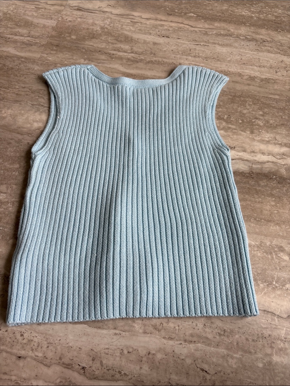 Cropped Ribbed V-Neck Button-Front Sweater Vest - Picture 3 of 3